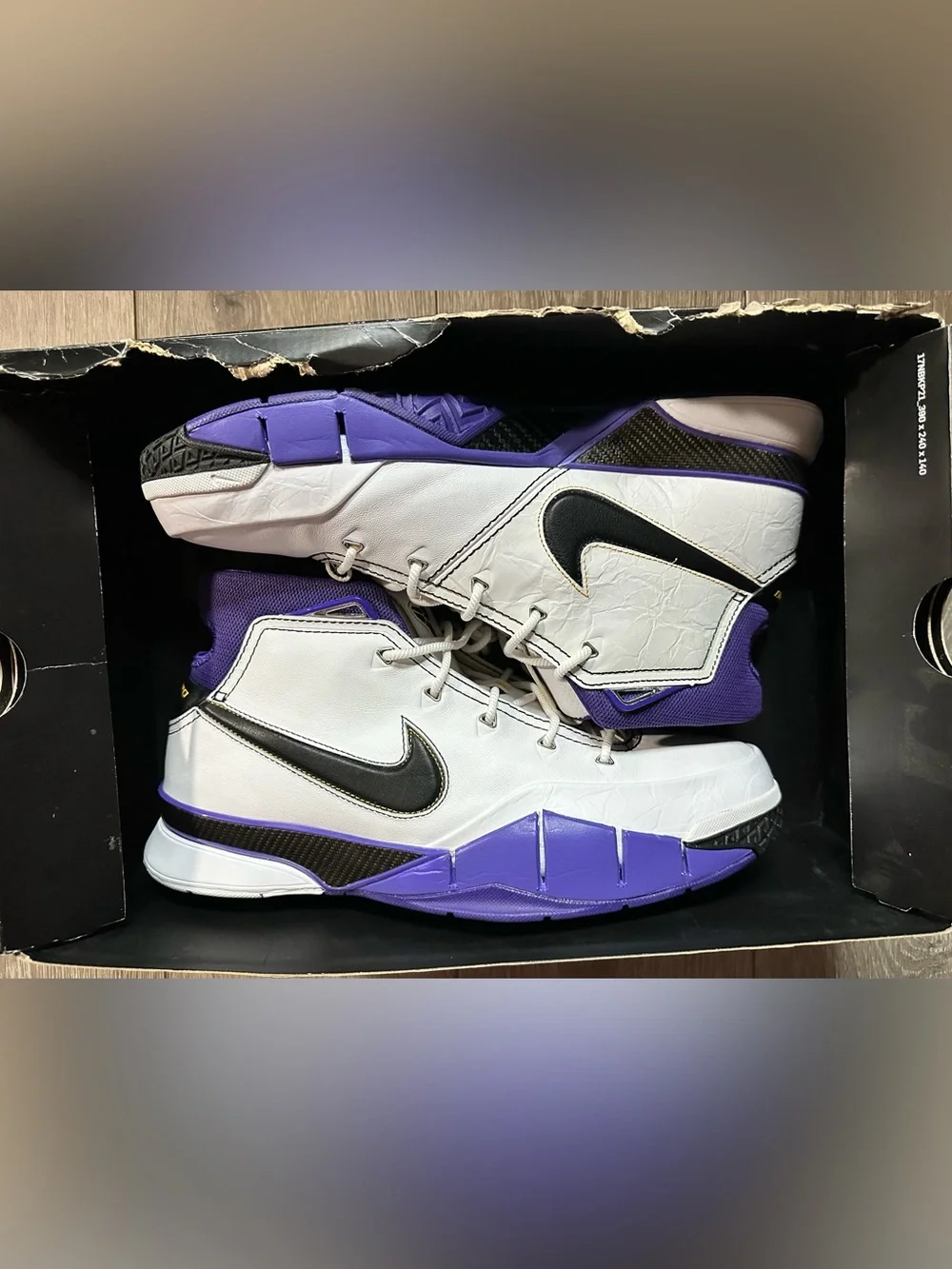 Nike Kobe 1 Proto White/Purple Men's Sz 13 (USED) (2018) AQ2728 105 No Box Lid